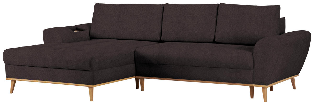ECKSOFA in Webstoff Dunkelbraun  175/282 cm  - Eichefarben/Dunkelbraun, Design, Holz/Textil (175/282cm) - Carryhome