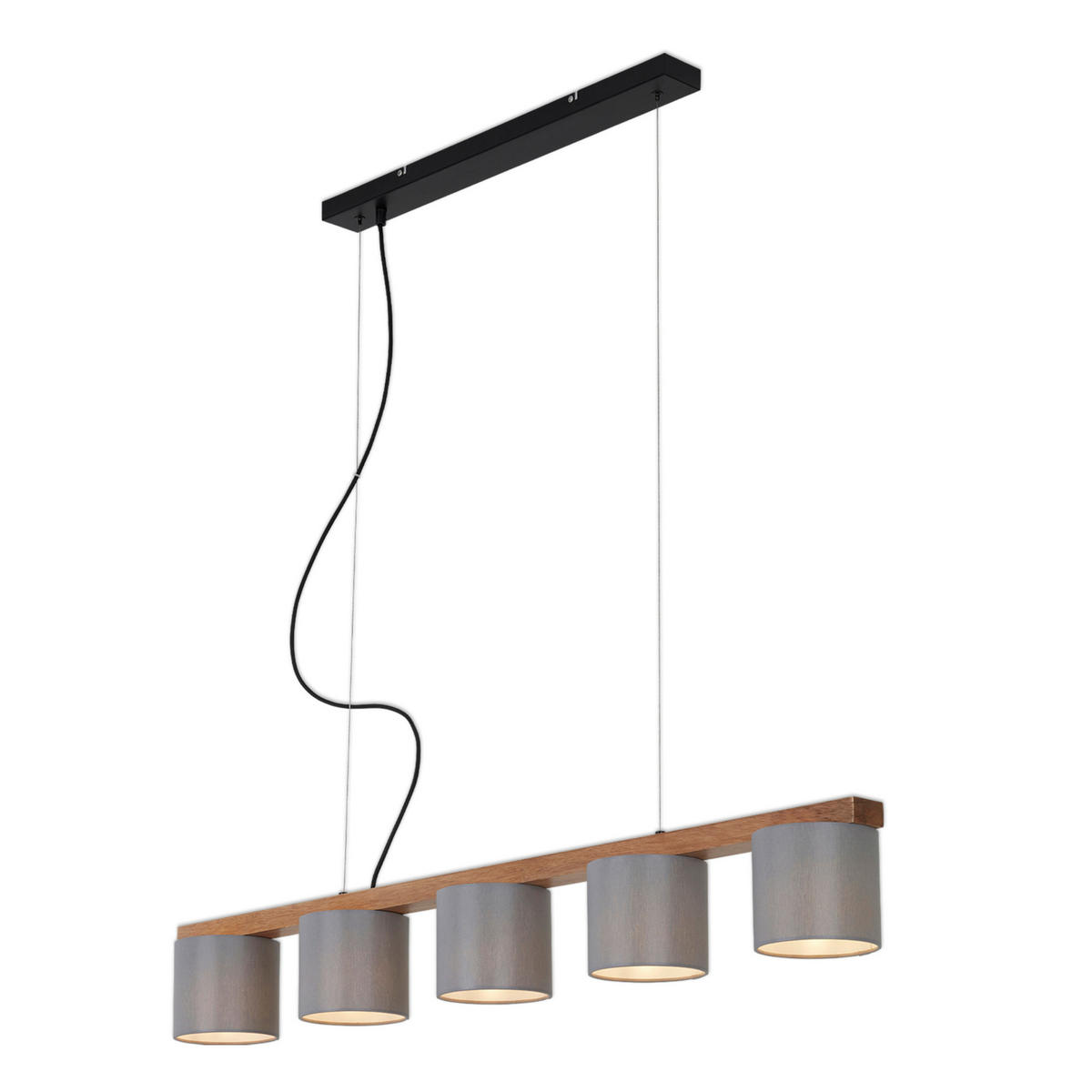 PENDELLEUCHTE Rhon 110/15/13,6 cm  - Schwarz/Grau, Basics, Holz/Kunststoff (110/15/13,6cm)