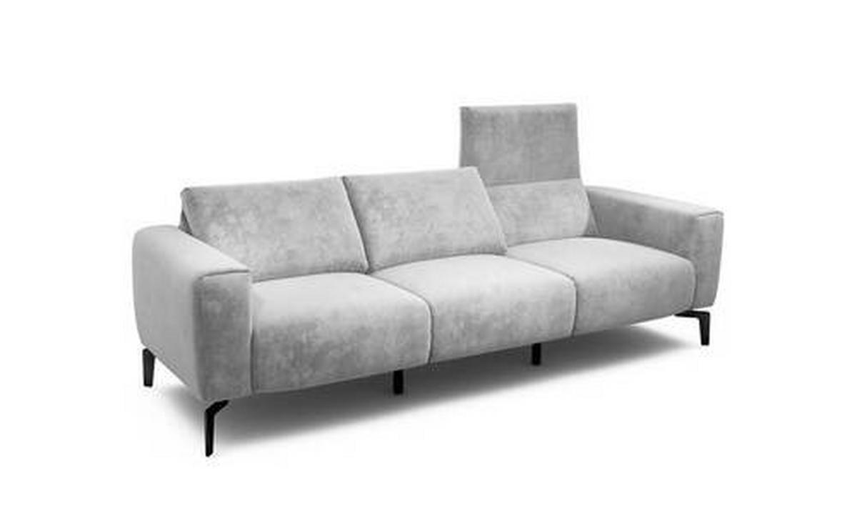 3-SITZER-SOFA in Samt Hellgrau  - Hellgrau/Schwarz, Design, Textil/Metall (250/86/86-94cm) - SENSOO