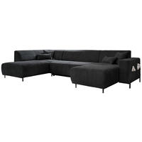 SAROKGARNITÚRA textil sötétszürke  - fekete/sötétszürke, textil/fém (192/330/165cm) - MID.YOU