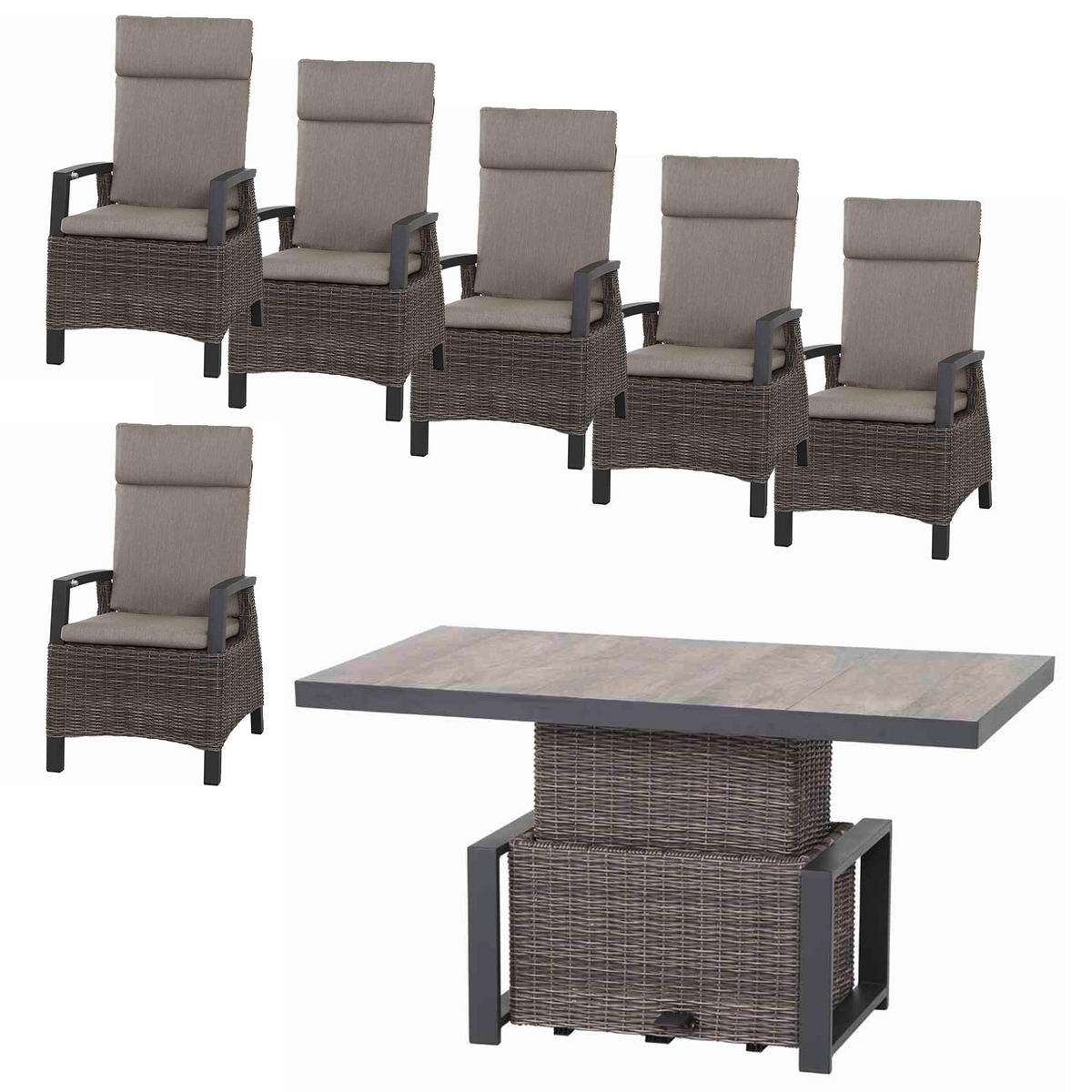 LOUNGEGARNITUR Aluminium  - Grau, Basics, Keramik/Kunststoff (72/103/93cm) - Siena Garden