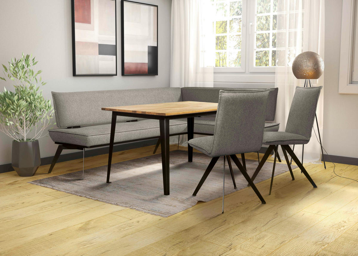 ECKBANK 235/165 cm Webstoff Schwarz, Taupe Buche massiv   - Taupe/Schwarz, Basics, Holz/Textil (235/165cm) - Carryhome