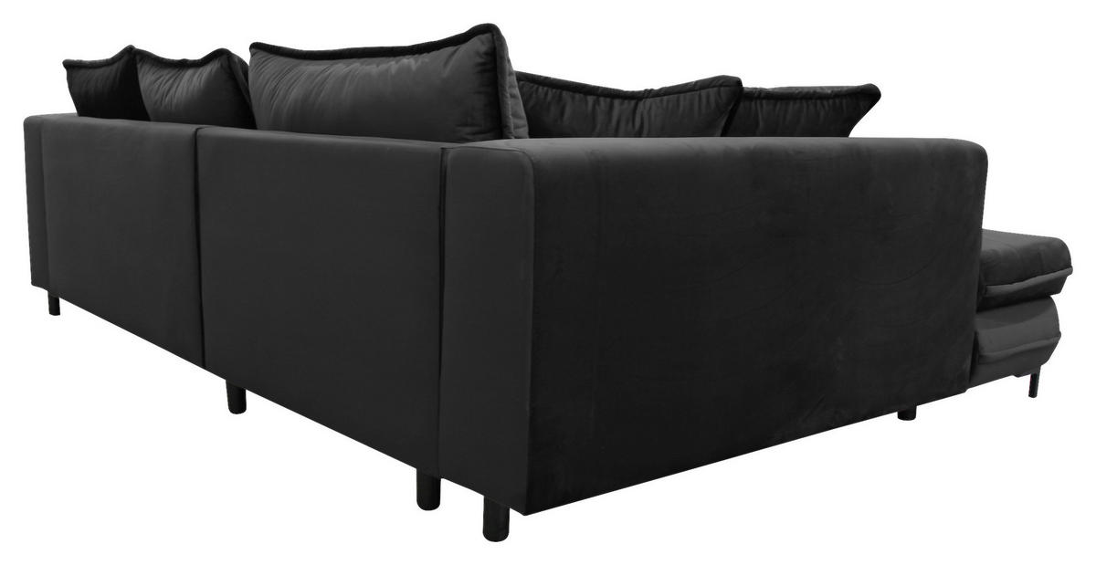 ECKSOFA in Velours Schwarz  187/277 cm  - Beige/Schwarz, Design, Textil/Metall (187/277cm) - Livetastic