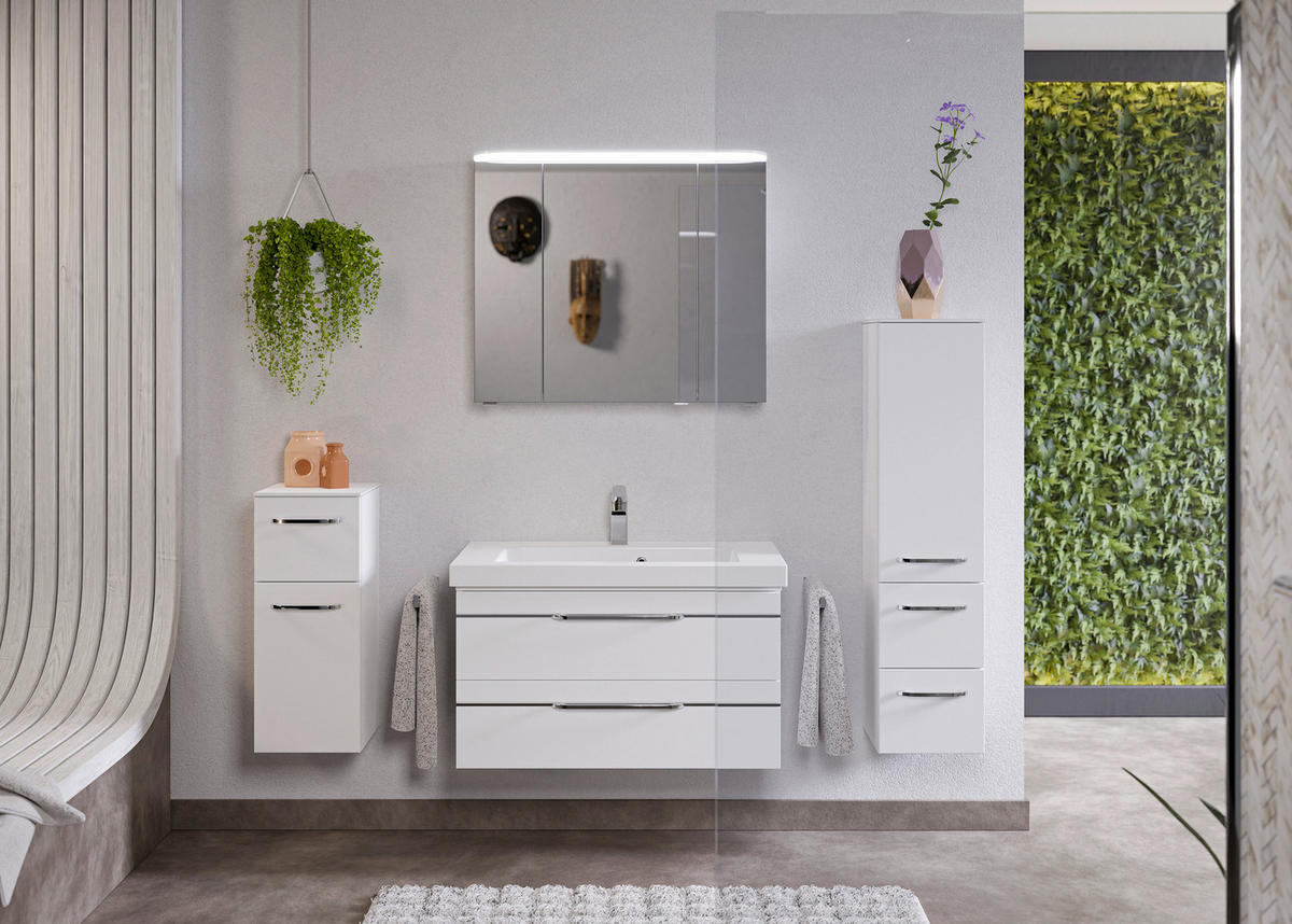 BADEZIMMER 5-teilig  in 152 cm  - Chromfarben/Weiß Hochglanz, KONVENTIONELL, Glas/Holzwerkstoff (152cm) - Pelipal