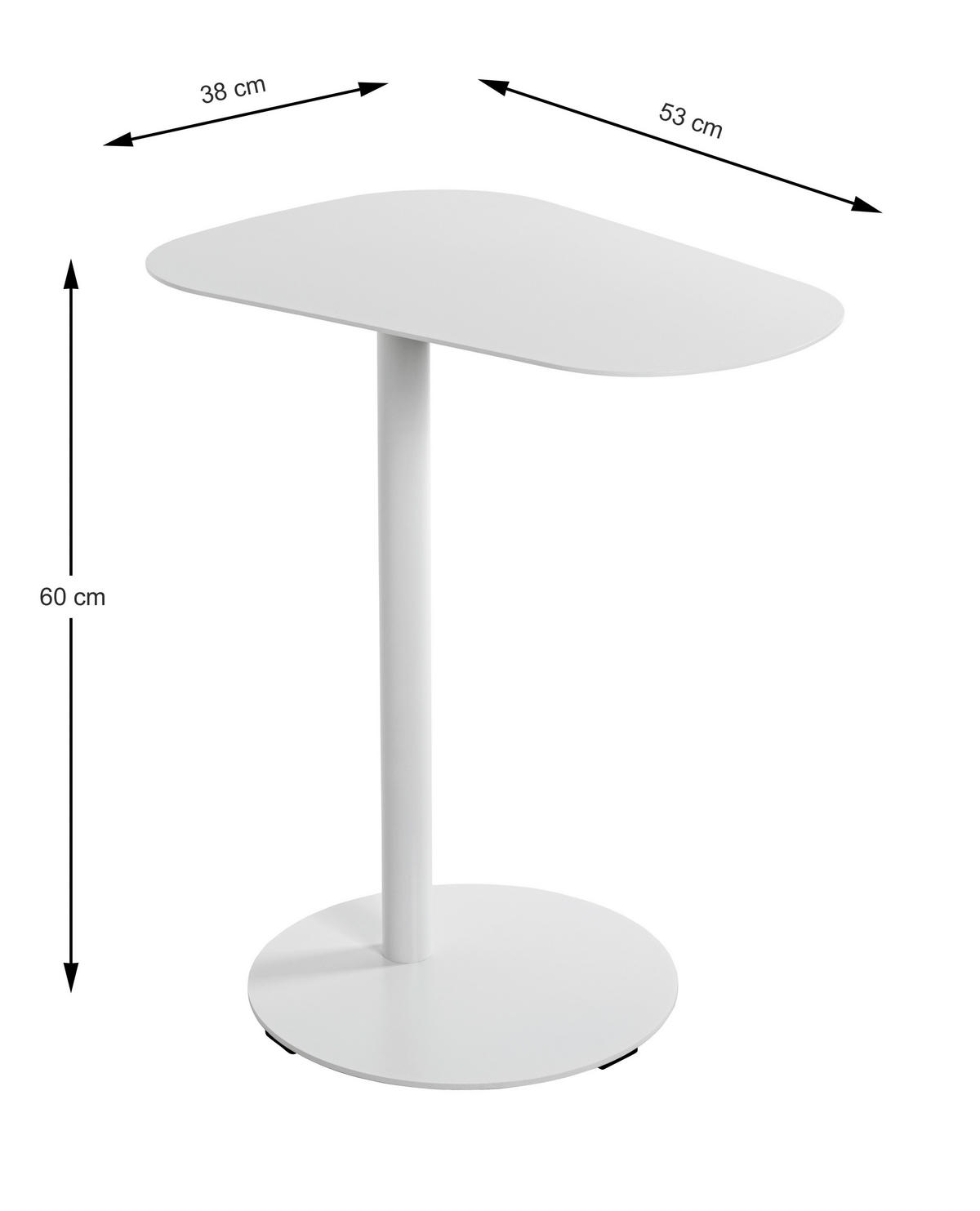 BEISTELLTISCH in Metall 53/38/60 cm  - Weiß, Trend, Metall (53/38/60cm)