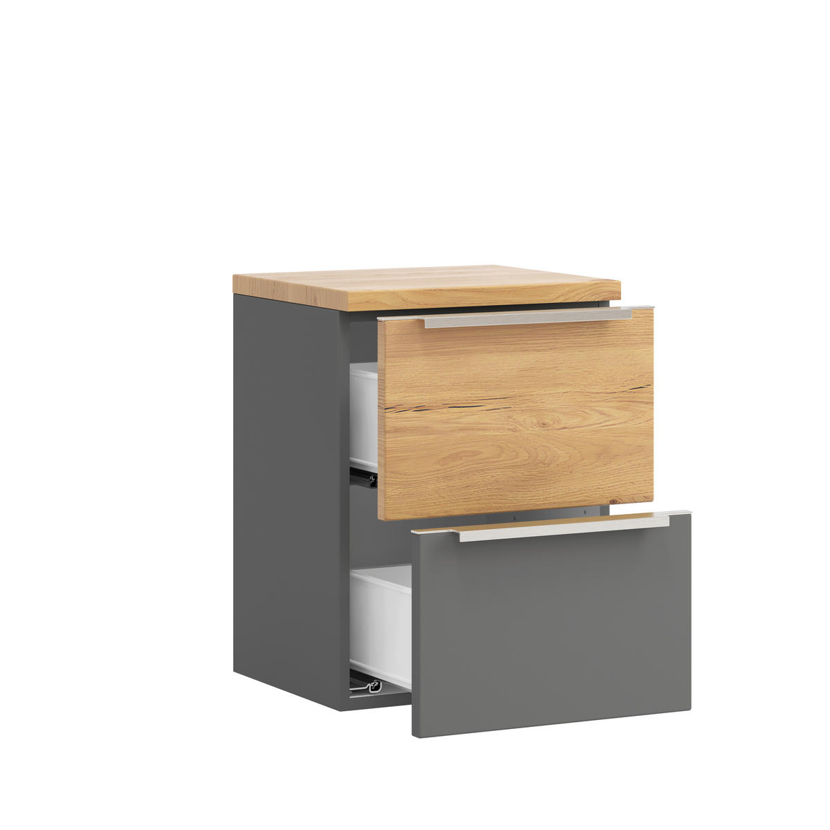 UNTERSCHRANK 40/54/35 cm   - Wildeiche/Edelstahlfarben, Trend, Holzwerkstoff/Metall (40/54/35cm) - Held