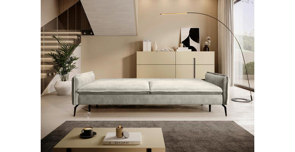 SCHLAFSOFA  in Chenille Hellbraun  - Hellbraun/Schwarz, KONVENTIONELL, Textil/Metall (223/89/107cm) - Carryhome