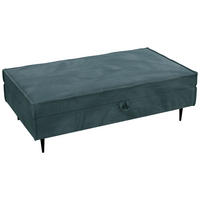 HOCKER in Textil Petrol  - Petrol/Schwarz, Design, Textil/Metall (135/45/75cm) - Livetastic