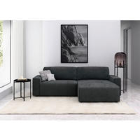 ECKSOFA Cord Graphitfarben  - Schwarz/Graphitfarben, Modern, Kunststoff/Textil (265/164cm) - Trendmanufaktur