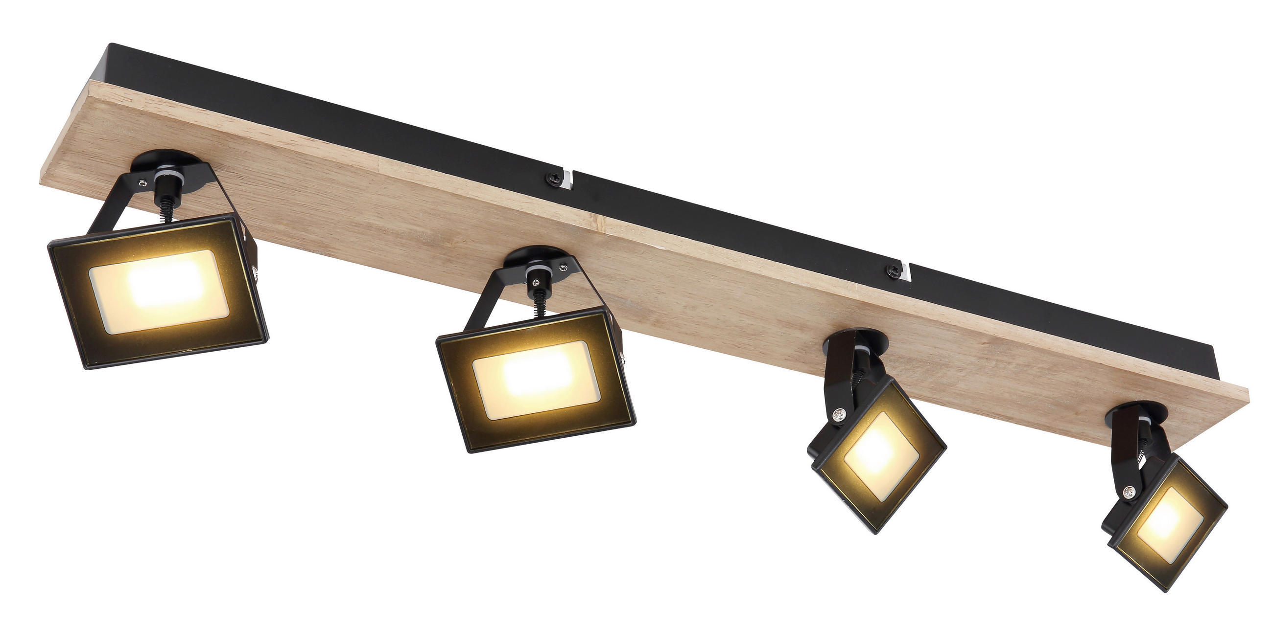 LED-STRAHLER - Dunkelbraun/Schwarz, Natur, Glas/Holz (66/8/11cm) - Globo