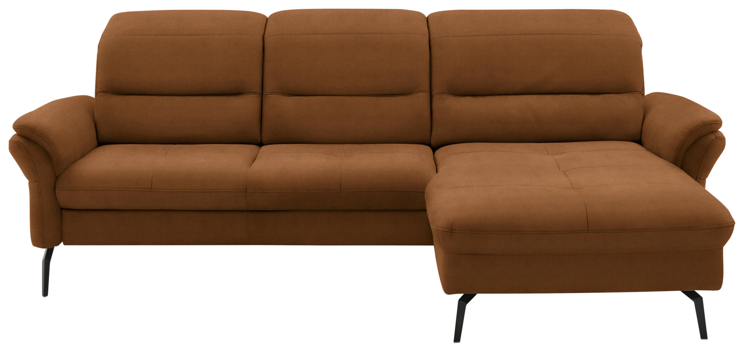 ECKSOFA in Flachgewebe Cognac  - Cognac/Schwarz, Konventionell, Textil/Metall (260/181cm) - Beldomo Speed