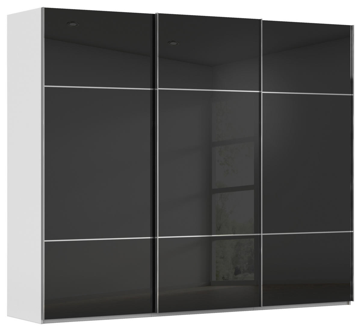 SCHWEBETÜRENSCHRANK 242/223/68 cm 3-türig Grau, Schwarz  - Chromfarben/Schwarz, KONVENTIONELL, Glas/Holzwerkstoff (242/223/68cm) - Novel