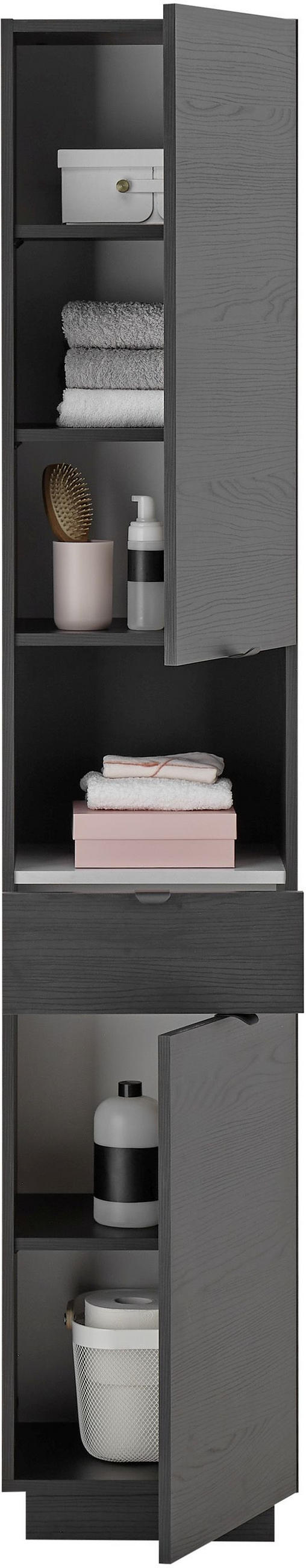 HOCHSCHRANK 38/195/32 cm  - Schwarz/Weiß, KONVENTIONELL, Holzwerkstoff/Metall (38/195/32cm) - Xora