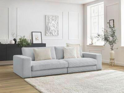 3-SITZER-SOFA LEONARD Cord Hellgrau  - Hellgrau/Schwarz, MODERN, Kunststoff/Textil (274/77/109cm)