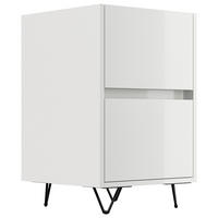 NACHTTISCH 41,2/65/42 cm  - Weiß Hochglanz/Schwarz, Basics, Holzwerkstoff/Metall (41,2/65/42cm) - MID.YOU