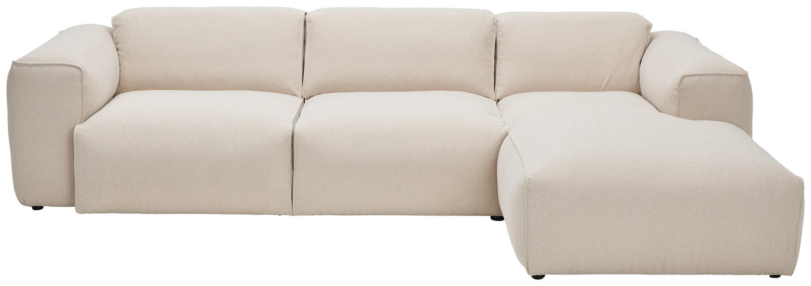 ECKSOFA Beige Webstoff  - Beige/Schwarz, Design, Kunststoff/Textil (290/171cm) - home24