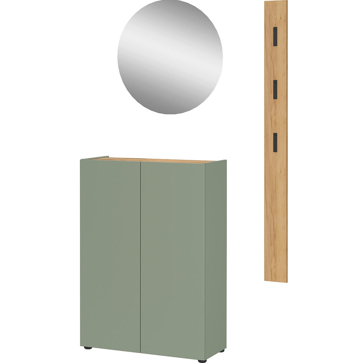 GARDEROBE 3-teilig  in 104/200/33 cm  - Eichefarben/Grün, Design, Glas/Holzwerkstoff (104/200/33cm) - Germania