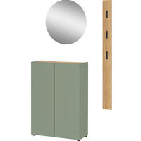 GARDEROBE 3-teilig  in 104/200/33 cm  - Eichefarben/Grün, Design, Glas/Holzwerkstoff (104/200/33cm) - Germania