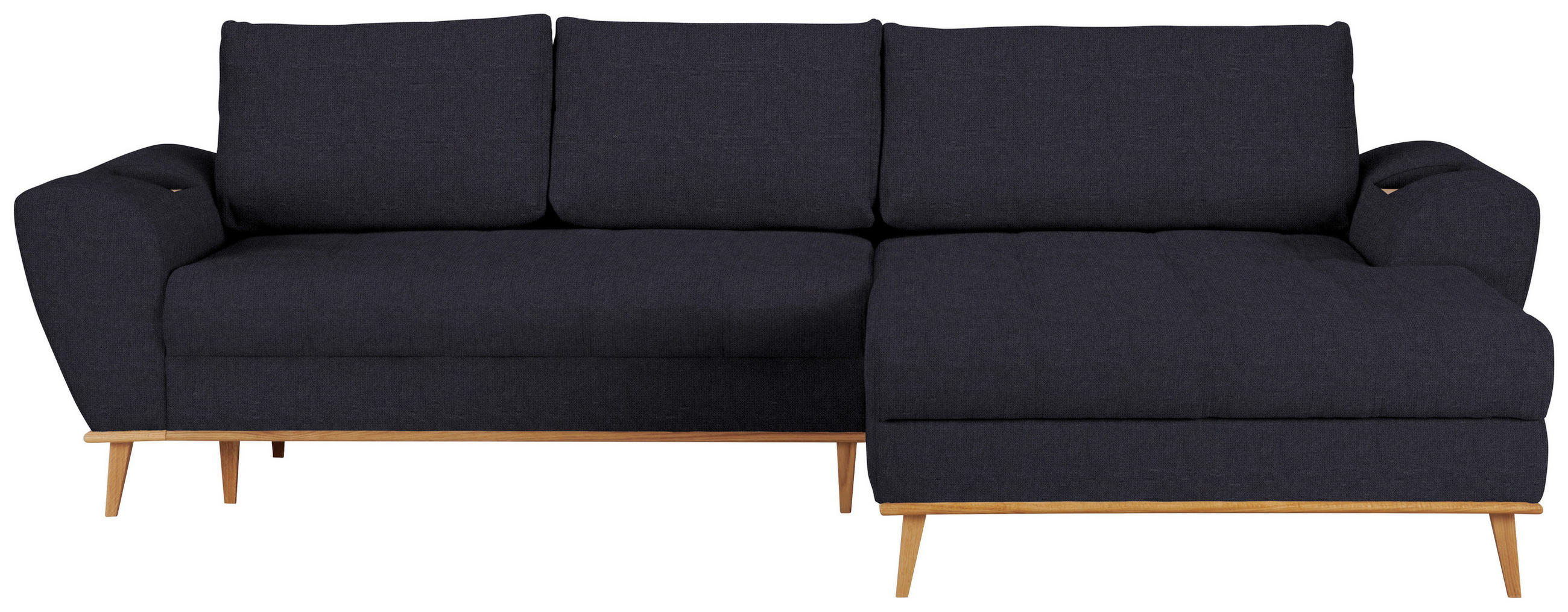 ECKSOFA Dunkelblau Webstoff  - Eichefarben/Dunkelblau, Design, Holz/Textil (282/175cm) - Carryhome