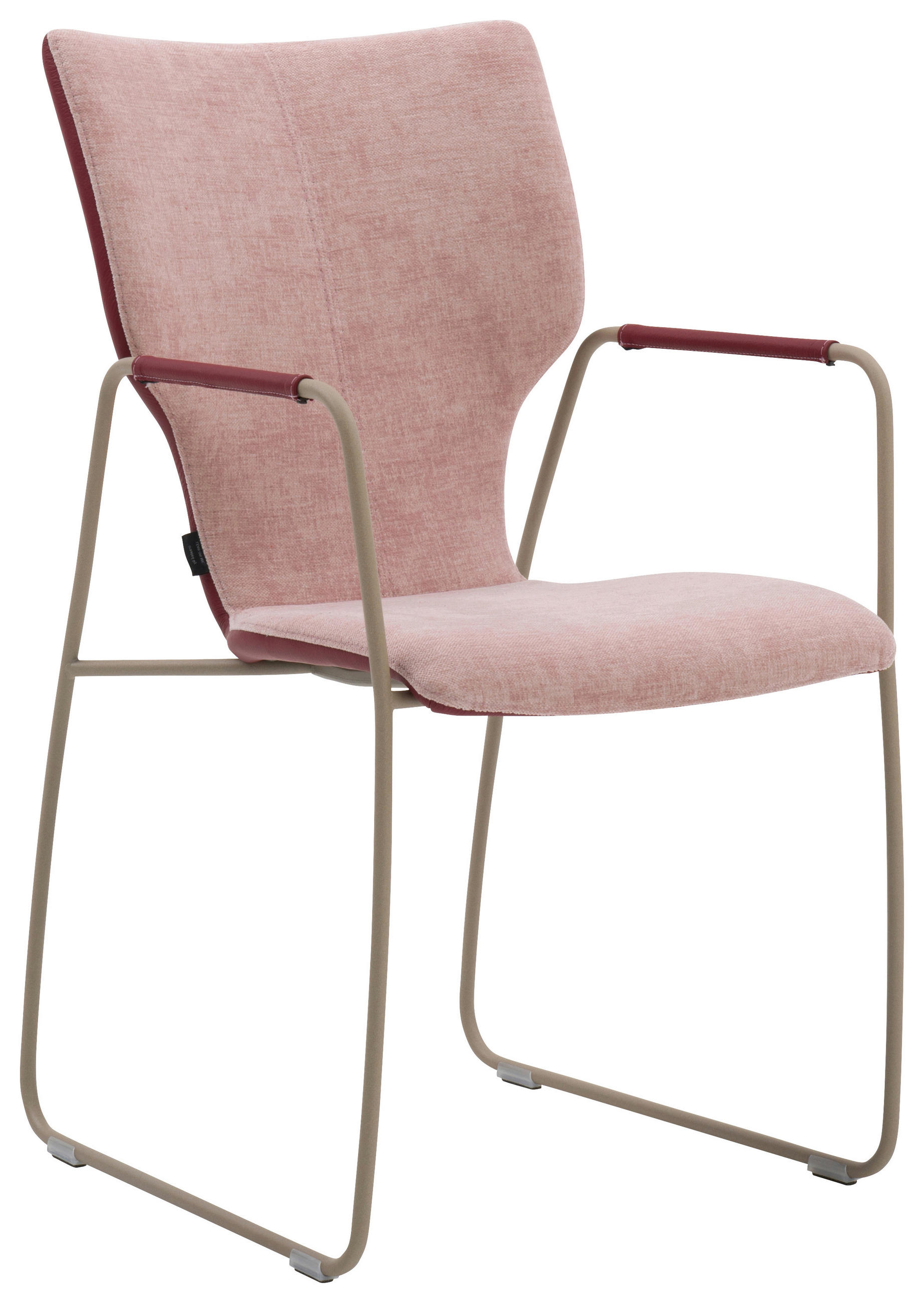 ARMLEHNSTUHL  in beflockt Echtleder pigmentiert  - Beige/Altrosa, Design, Leder/Textil (48/91/60cm) - Bert Plantagie