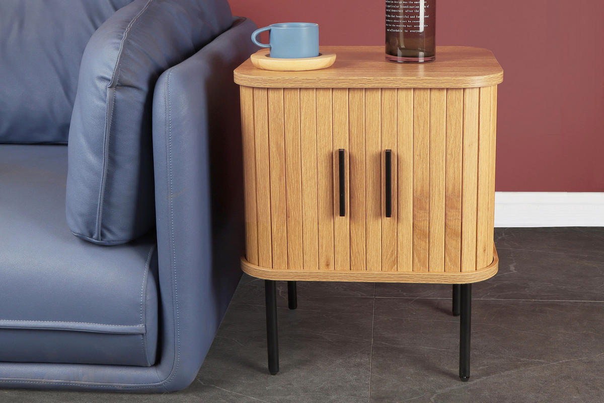 NACHTTISCH 45/55/40 cm  - Schwarz/Naturfarben, Design, Holzwerkstoff/Metall (45/55/40cm) - Livetastic