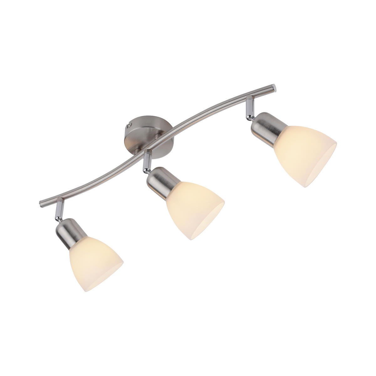PLAFONJERA - boja aluminijuma/boja nikla, Osnovno, staklo/metal (68/22cm)