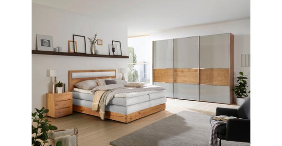 BOXSPRINGBETT 180/200 cm in Silberfarben, Eichefarben - Eichefarben/Silberfarben, KONVENTIONELL, Holz/Holzwerkstoff (180/200cm) - Valnatura