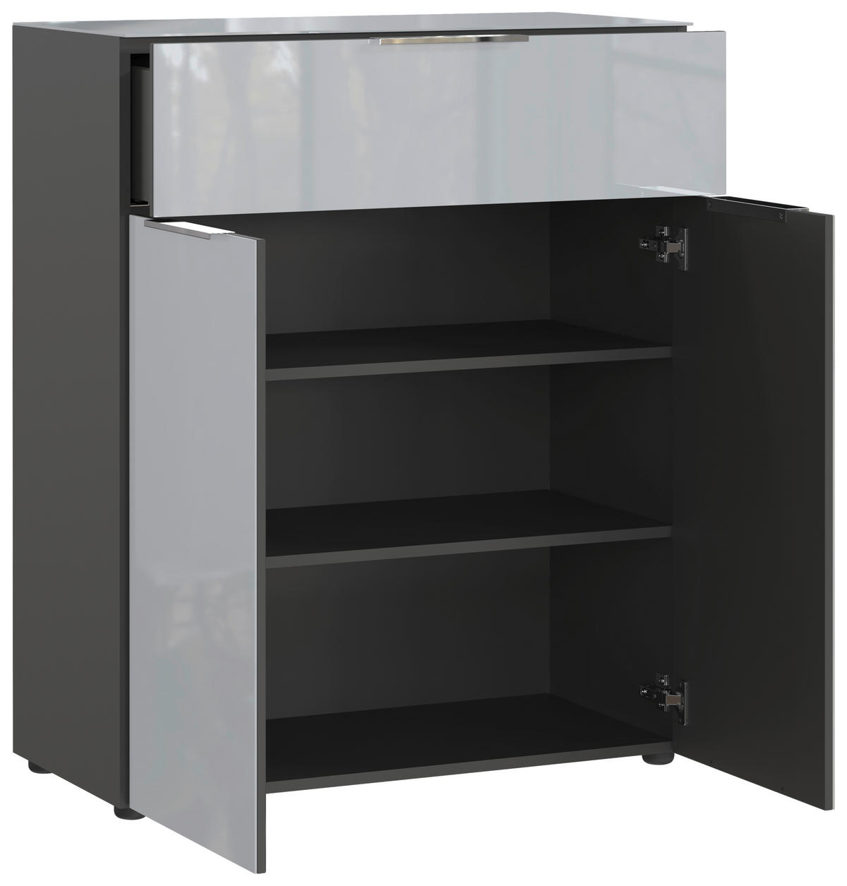 KOMÓD 83/102/42 cm  - krómszínű/grafitszürke, Modern, műanyag/faalapú anyag (83/102/42cm) - Premium Living