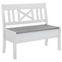 SITZBANK 105/93/58 cm Grau, Weiß Kiefer massiv  - Weiß/Grau, ROMANTIK / LANDHAUS, Holz (105/93/58cm) - Boxxx