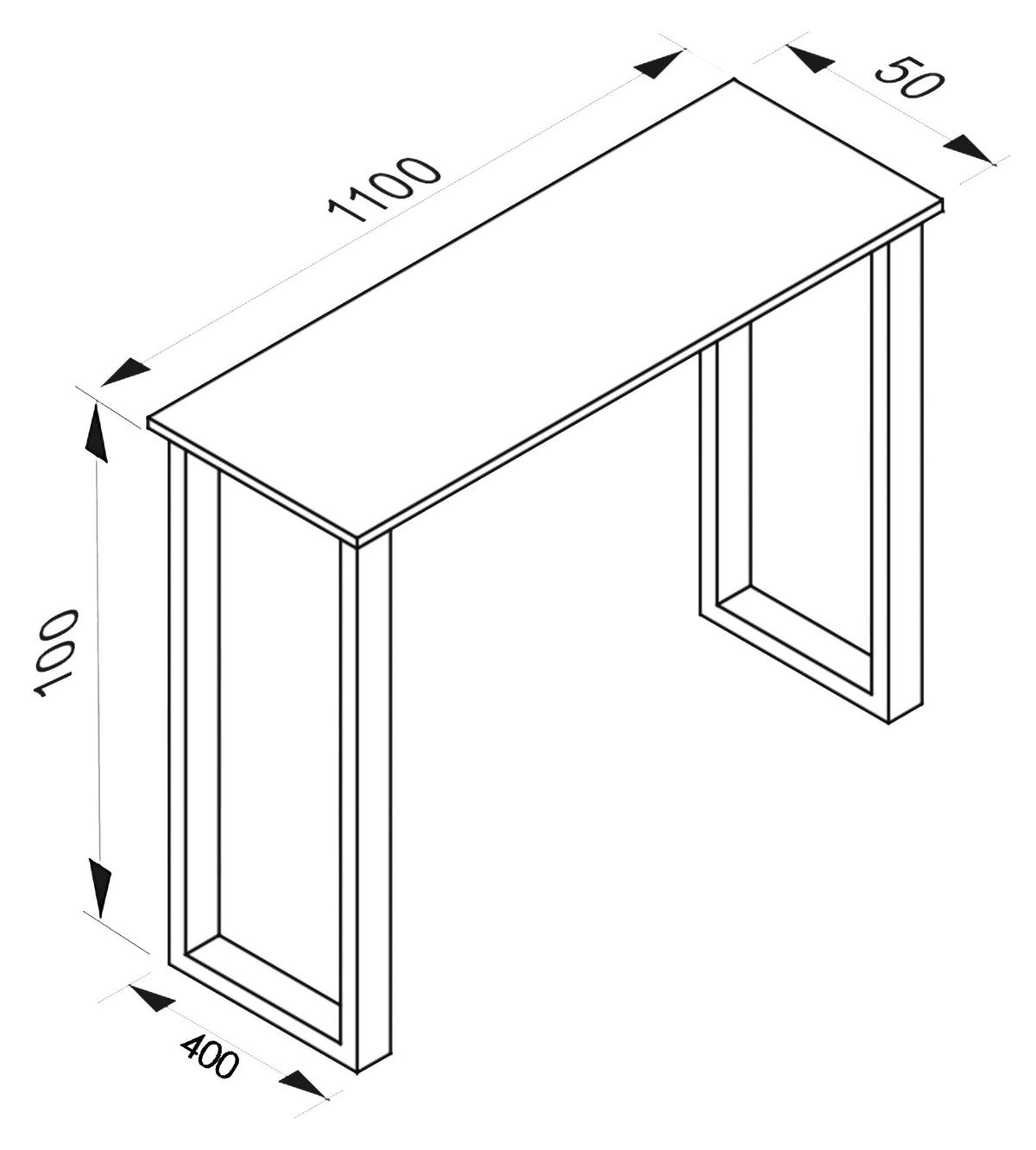 BARTISCH rechteckig Schwarz, Honig  - Schwarz/Honig, KONVENTIONELL, Holzwerkstoff/Metall (110/50/102cm)