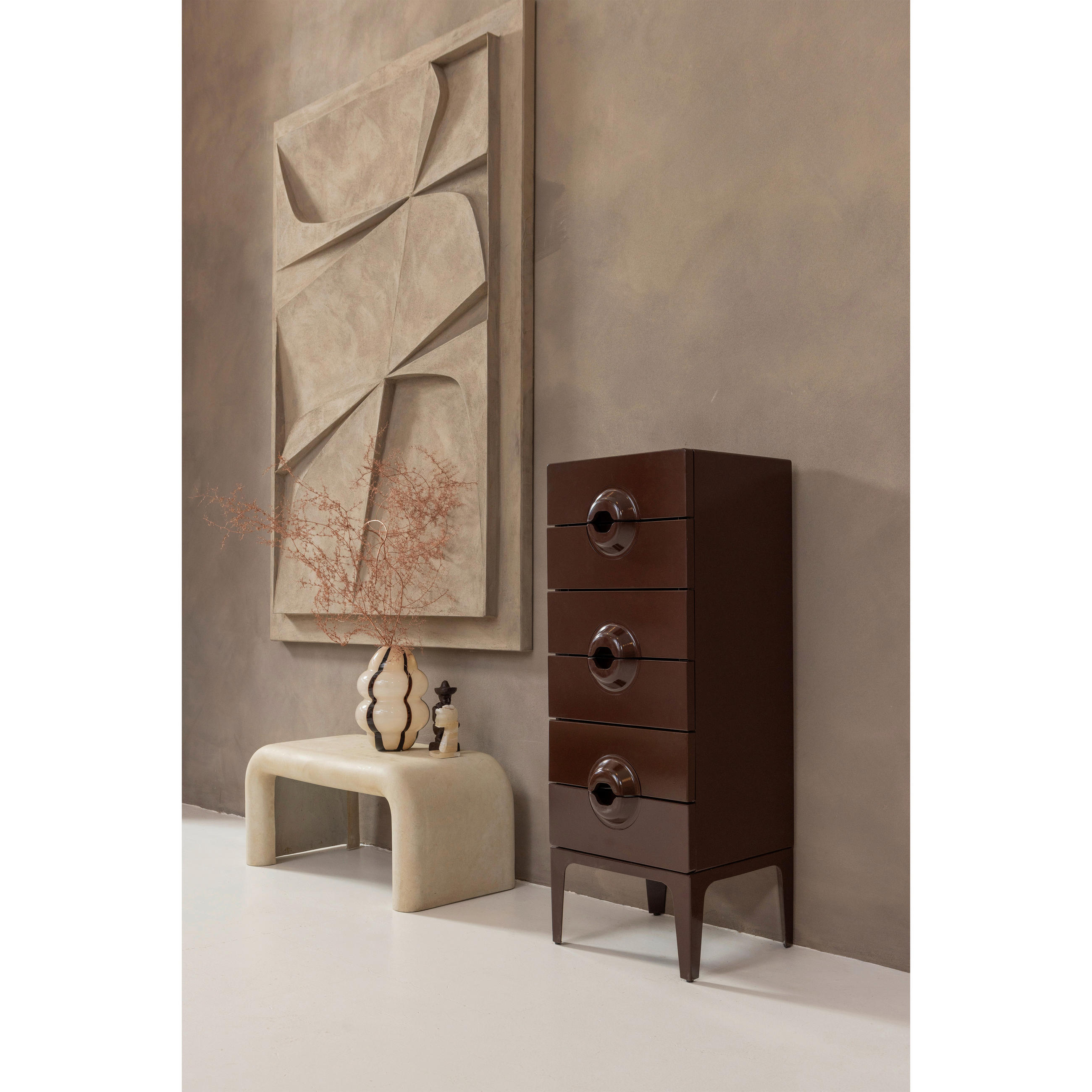 KOMMODE Merge in 44/120/45 cm - Rot/Braun, Design, Holz (44/120/45cm) - Livetastic