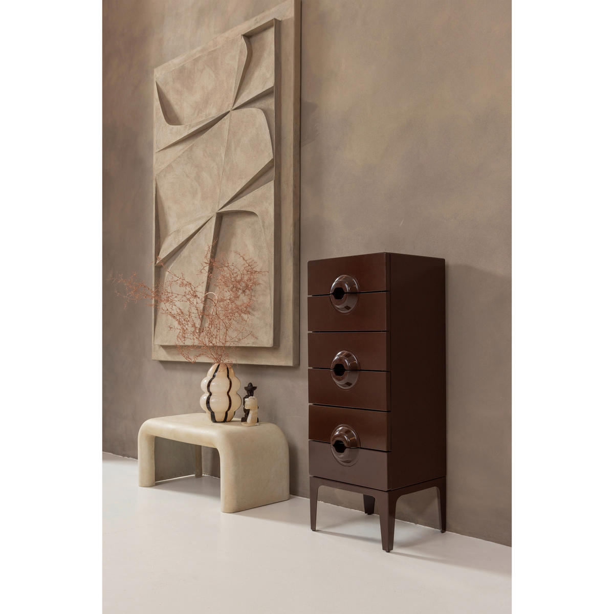 KOMMODE Merge  in 44/120/45 cm  - Rot/Braun, Design, Holz (44/120/45cm) - Livetastic