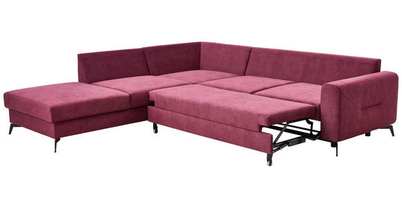 ECKSOFA Bordeaux Chenille - Bordeaux/Schwarz, KONVENTIONELL, Textil/Metall (257/275cm) - Carryhome