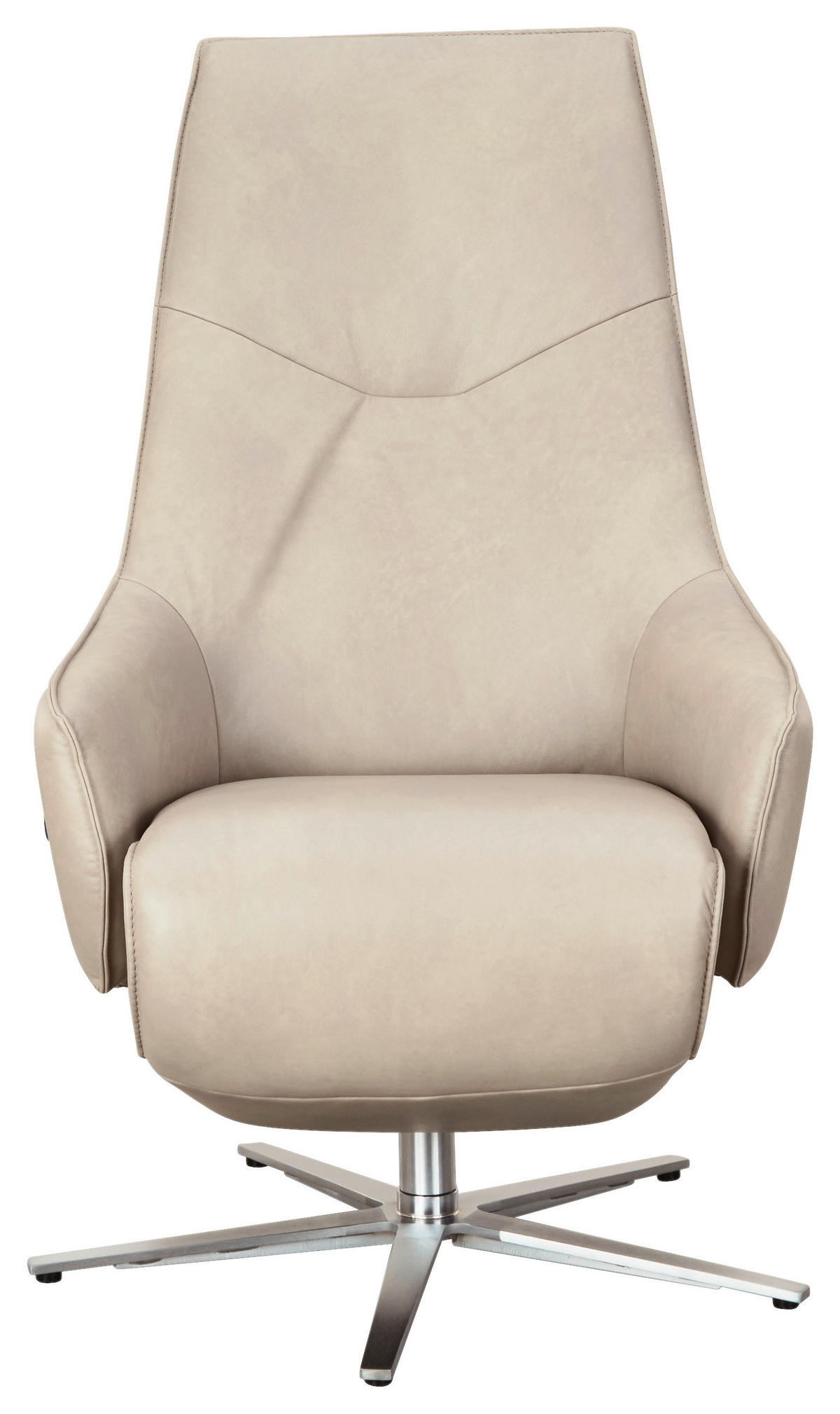 RELAXSESSEL Echtleder Relaxfunktion, Fußteilverstellung    - Edelstahlfarben/Creme, Design, Leder/Metall (70/120/88cm) - Himolla