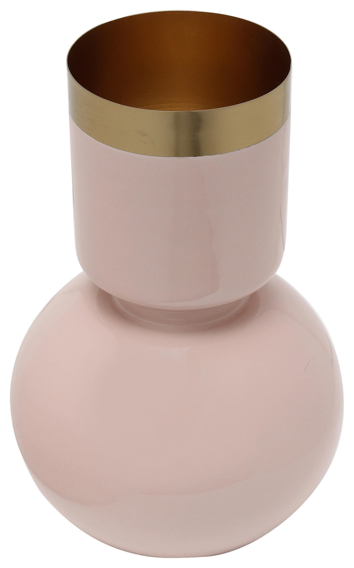 VASE 27 cm  - Hellrosa/Goldfarben, Trend, Metall (18/27cm) - Kayoom
