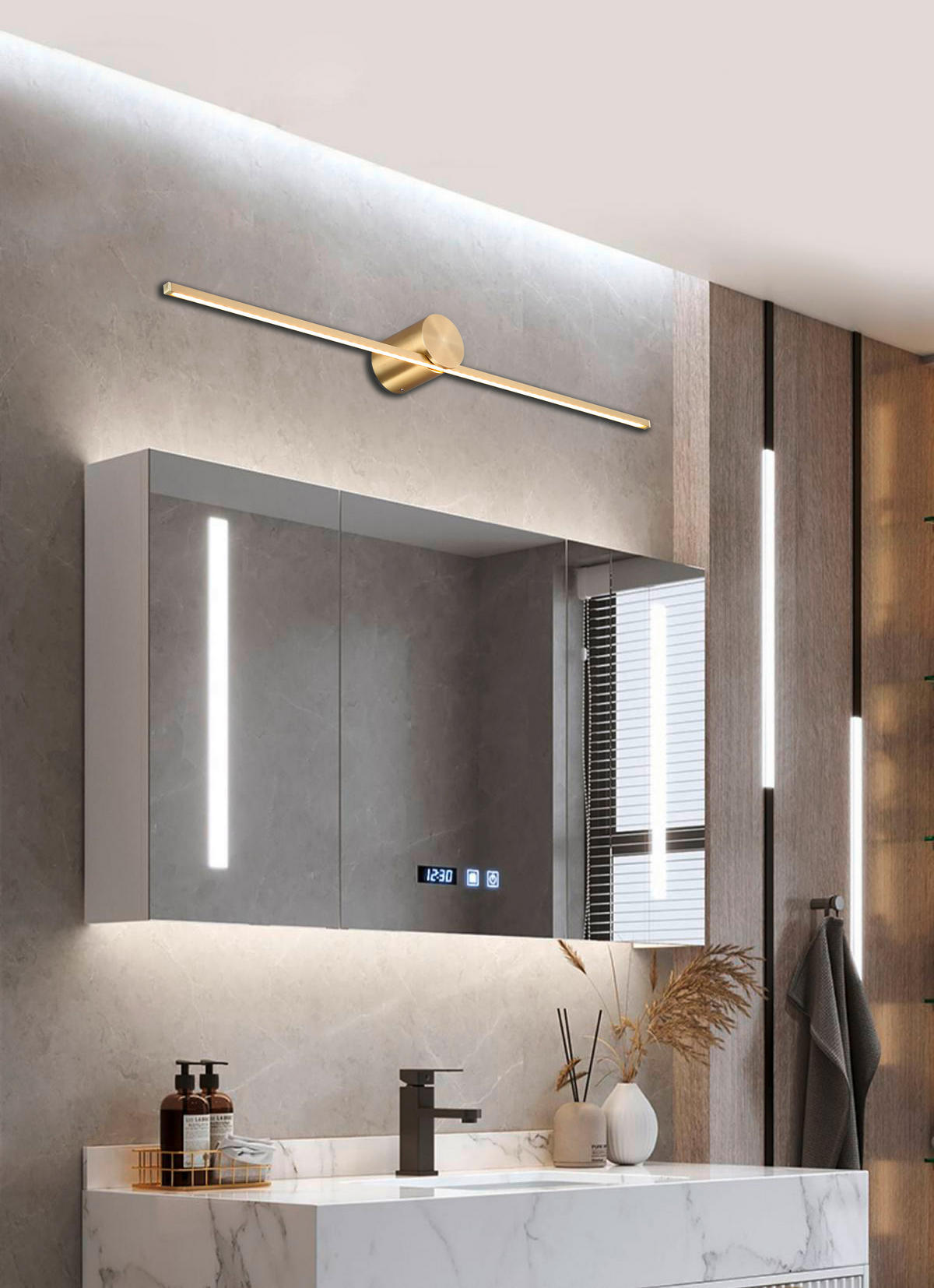 VÄGGLAMPA Modern Slim   - guldfärgad, Design, metall (5.5/60/7cm)