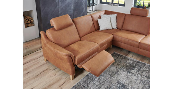 ECKSOFA in Flachgewebe Braun  - Wildeiche/Braun, Natur, Holz/Textil (255/226cm) - Voleo