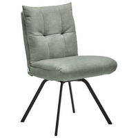 STUHL  in Velours Textil  - Graublau/Schwarz, Design, Textil/Metall (50/84/68cm) - Welnova