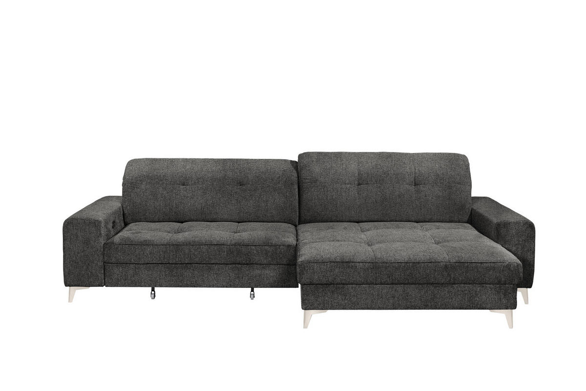 ECKSOFA SORELLA Graphitfarben Chenille Kopfteilverstellung, Sitztiefenverstellung  - Kaschmir/Graphitfarben, Design, Kunststoff/Textil (328/182cm) - MID.YOU