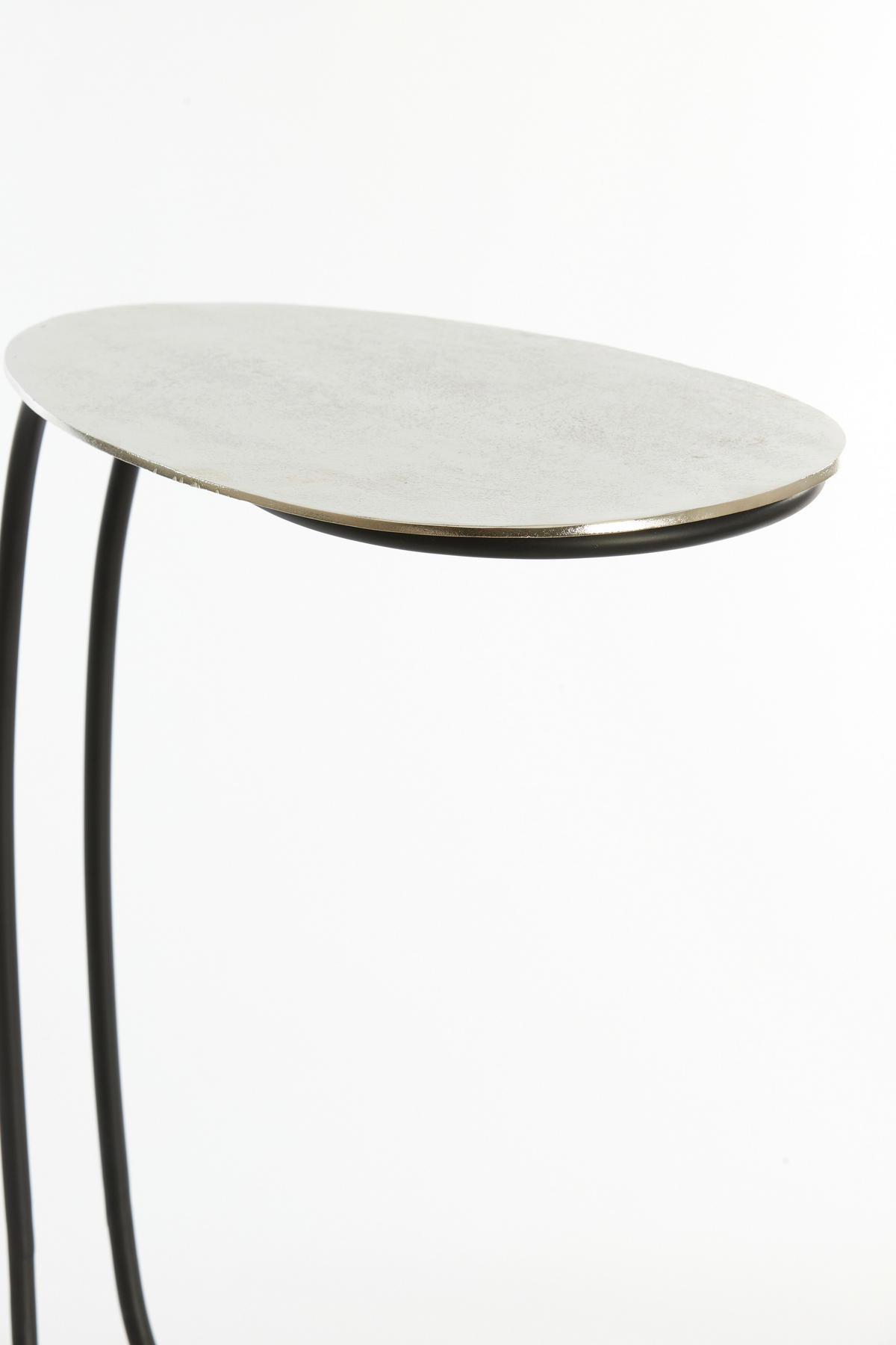 BEISTELLTISCH 42/27/53 cm MARSH Schwarz, Nickelfarben oval  - Schwarz/Nickelfarben, Trend, Metall (42/27/53cm) - Light & Living