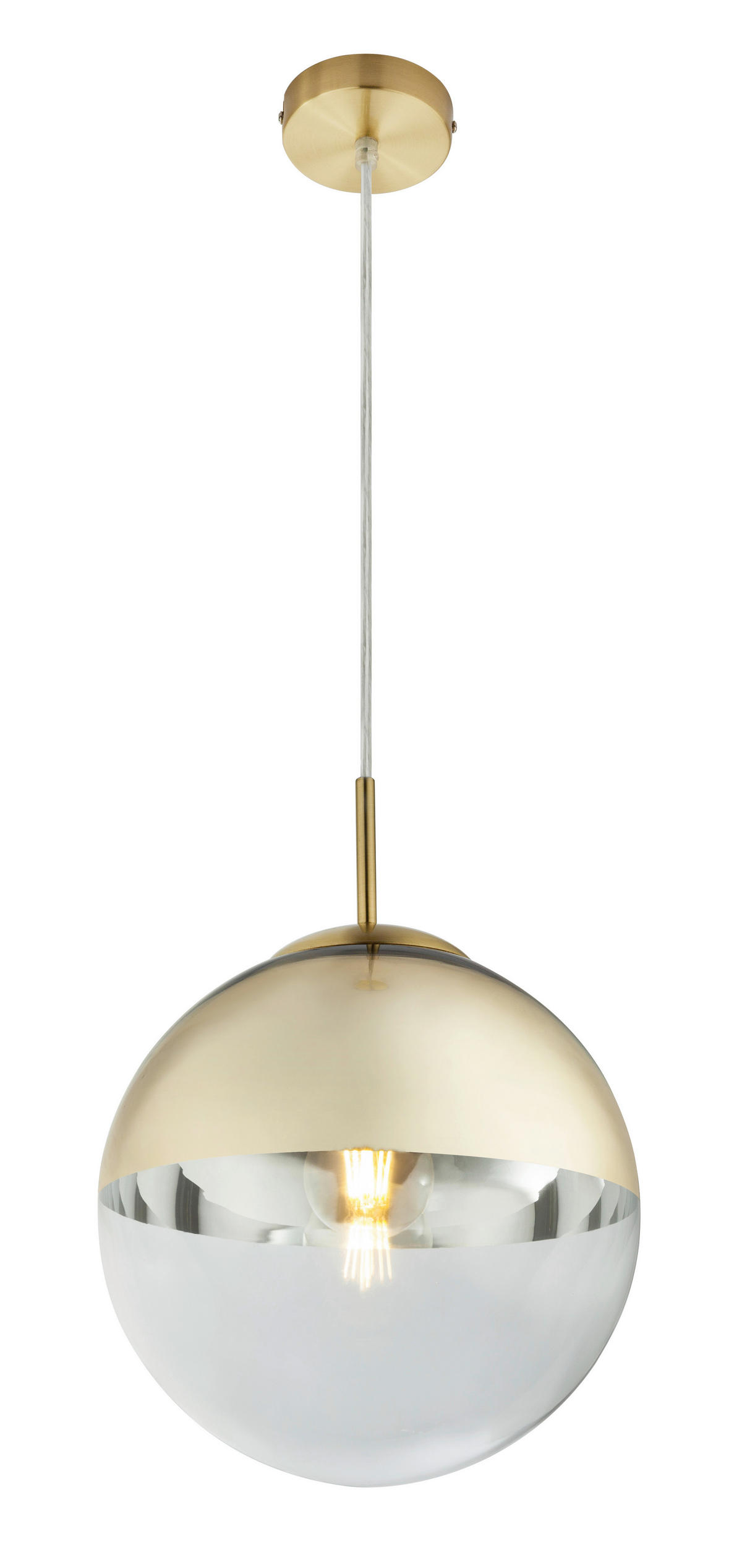 VISEČA SVETILKA        25/120 cm      E27 - zlate barve/prosojno, Design, kovina/steklo (25/120cm) - Globo