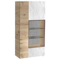 VITRINE  in furniert, mehrschichtige Massivholzplatte (Tischlerplatte) Wildeiche Grau, Wildeiche  - Wildeiche/Grau, Natur, Glas/Holz (96/194/42,6cm) - Voglauer