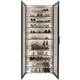 SCHUHSCHRANK  in 80/200/34 cm  - Kaschmir/Schwarz, Design, Glas/Holzwerkstoff (80/200/34cm) - Voleo