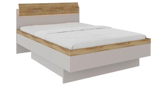 BETT 140/200 cm in Hellgrau, Eichefarben - Eichefarben/Hellgrau, MODERN, Holz/Holzwerkstoff (140/200cm) - Xora