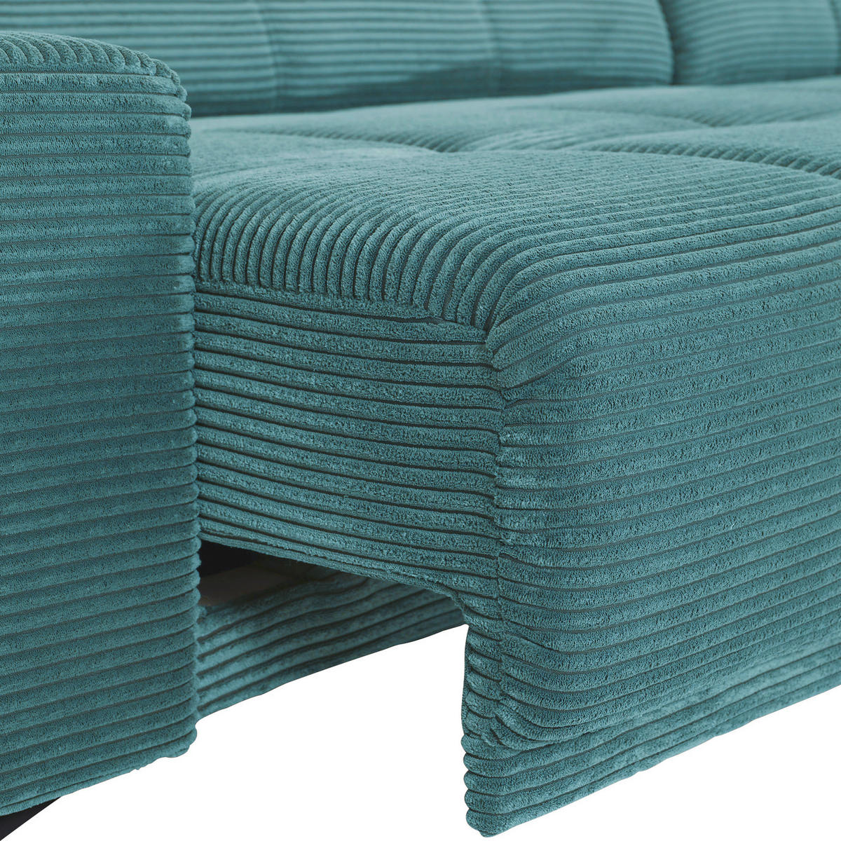 ECKSOFA in Cord Petrol  - Petrol/Schwarz, Konventionell, Textil/Metall (295/165cm) - Carryhome