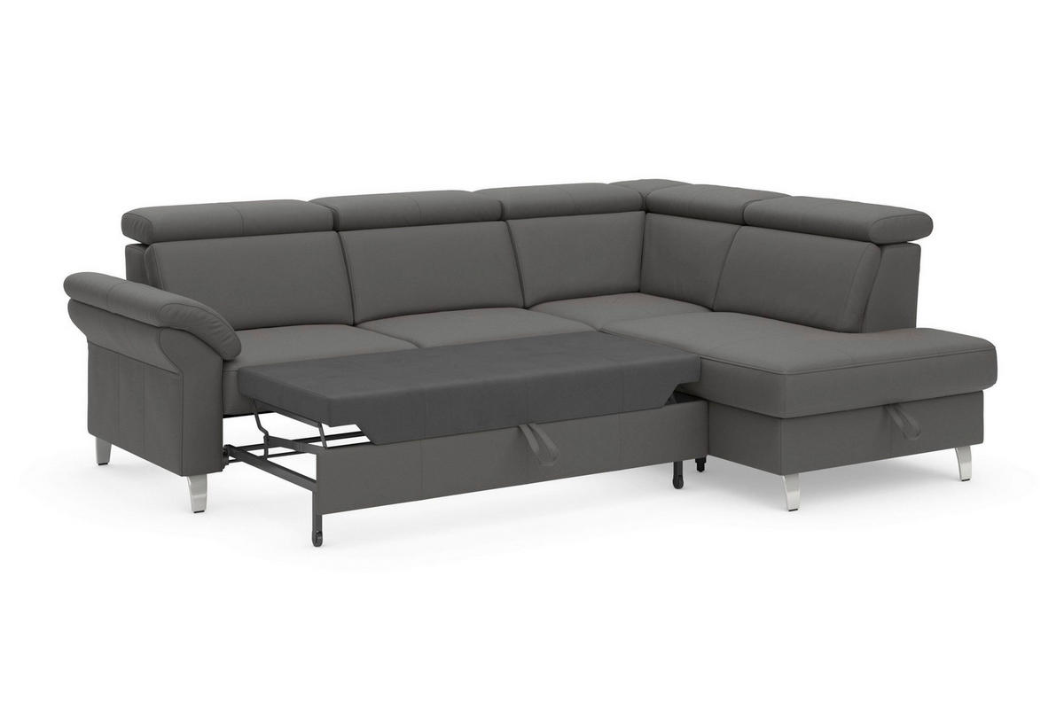 ROHOVÁ SEDAČKA, textil, koža, mokka - chrómová/mokka, Basics, kov/koža (245/194cm) - Sit & More