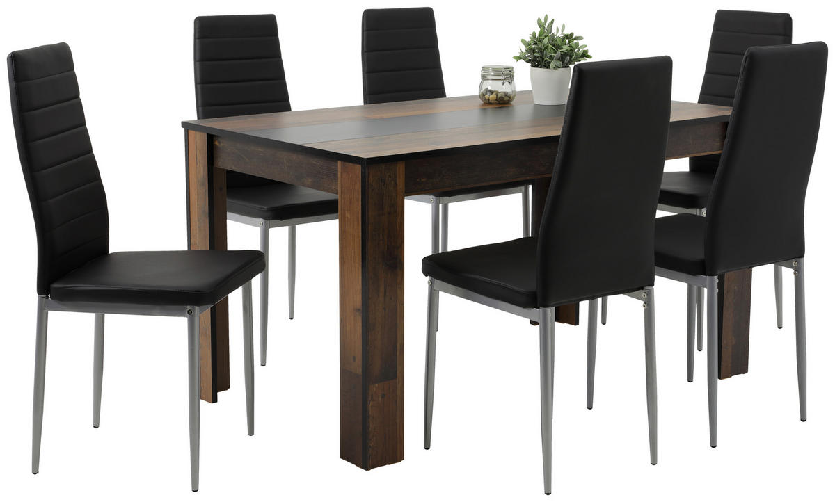 TISCHGRUPPE Braun, Schwarz  - Schwarz/Braun, MODERN, Kunststoff/Metall (140cm) - MID.YOU