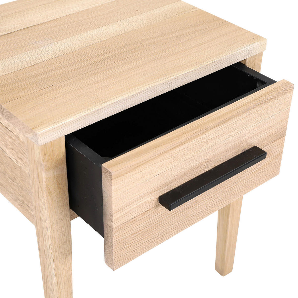 NACHTSCHRANK 45/55/40 cm Eiche massiv  - Eichefarben/Schwarz, Natur, Holz/Holzwerkstoff (45/55/40cm) - Landscape