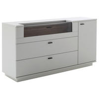 SIDEBOARD Weiss, Eichefarben  165/84/44 cm  - Weiss/Eichefarben, Design, Glas/Holzwerkstoff (165/84/44cm) - Stylife