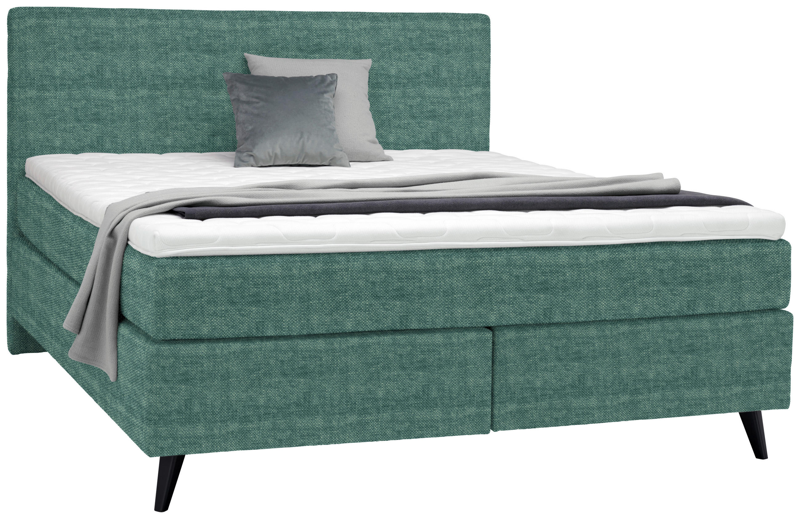 BOXSPRINGBETT 180/200 cm  in Petrol  - Petrol/Schwarz, KONVENTIONELL, Holz/Textil (180/200cm) - Voleo